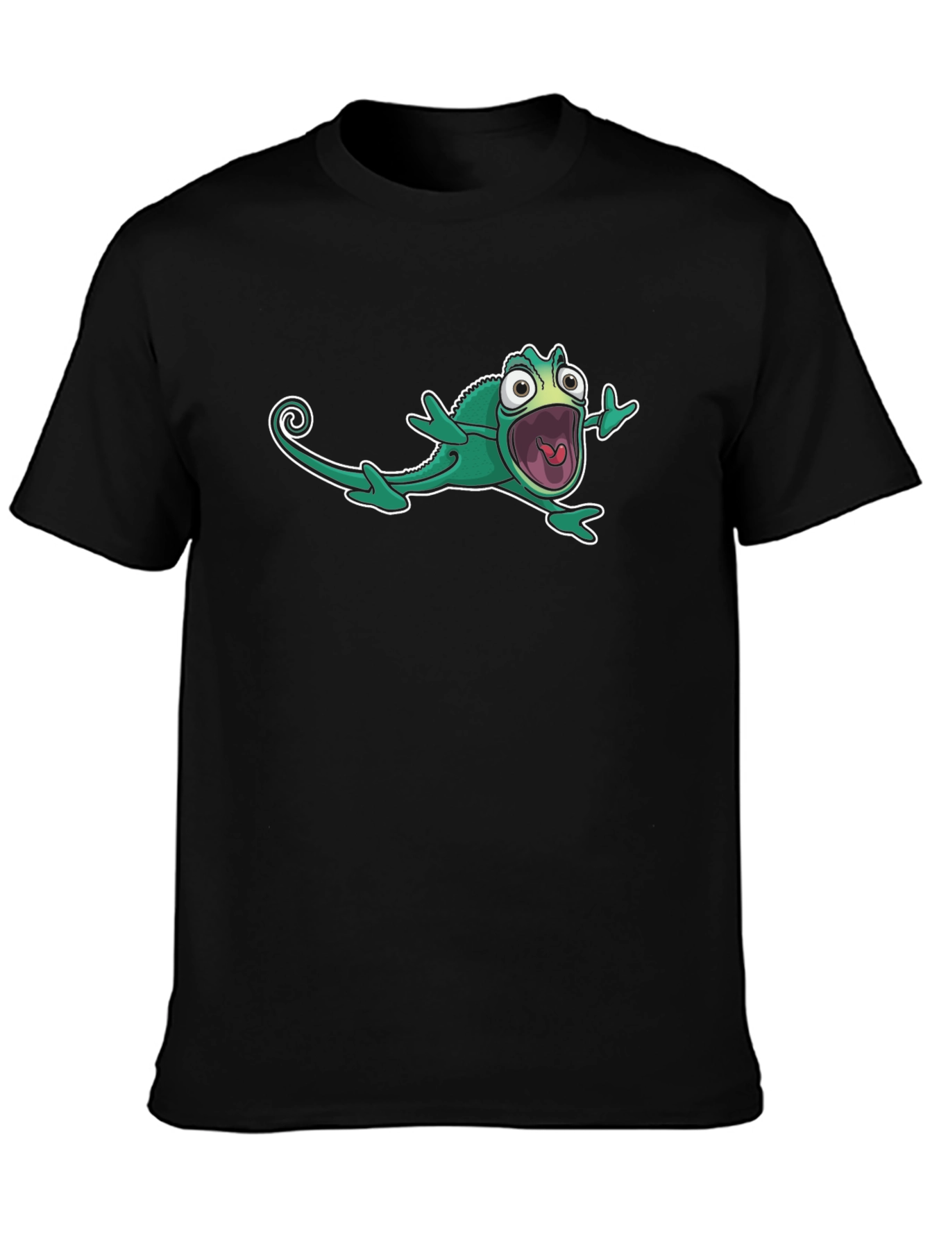 Cartoon Chameleon Black T-Shirt