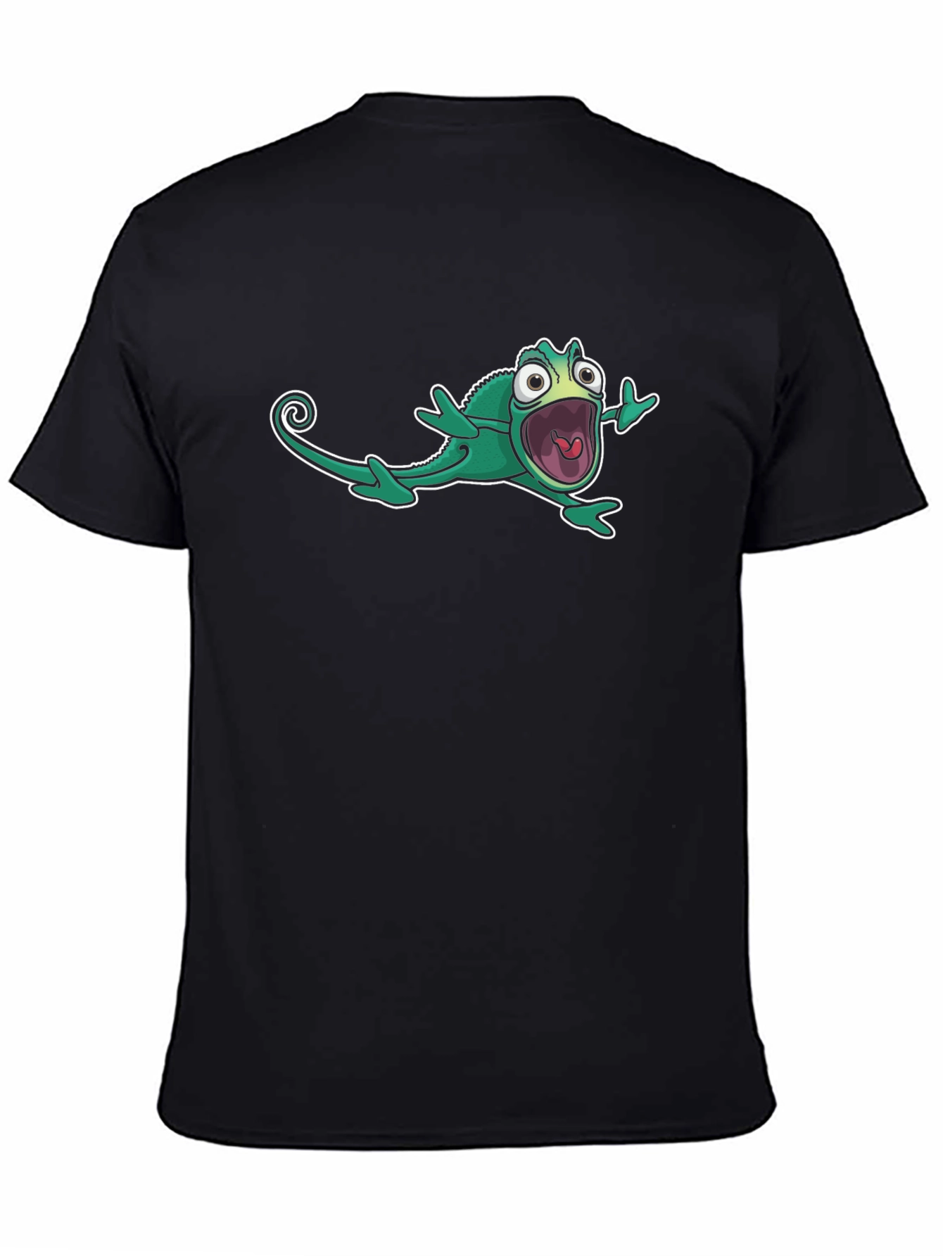 Cartoon Chameleon Black T-Shirt