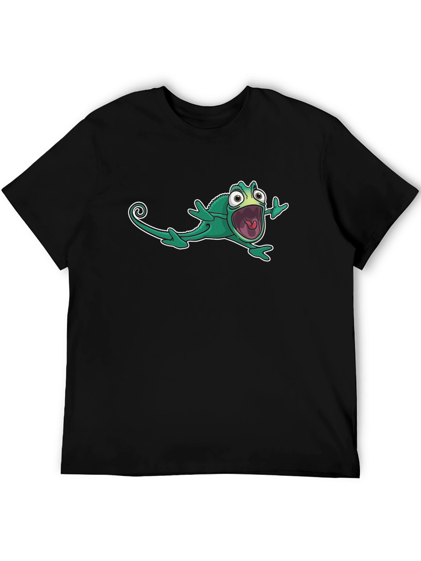 Cartoon Chameleon Black T-Shirt