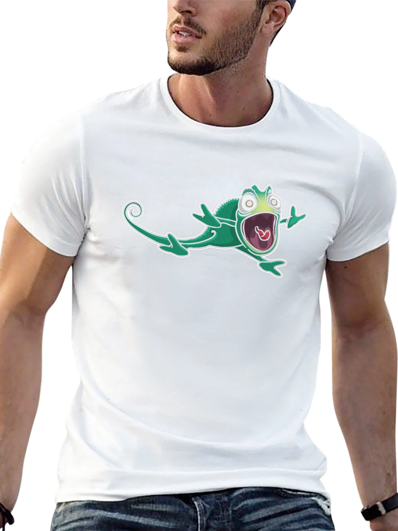 Cartoon Chameleon Black T-Shirt