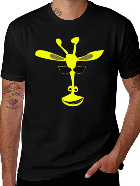 Cool Giraffe Graphic Tee - Black Cotton T-Shirt