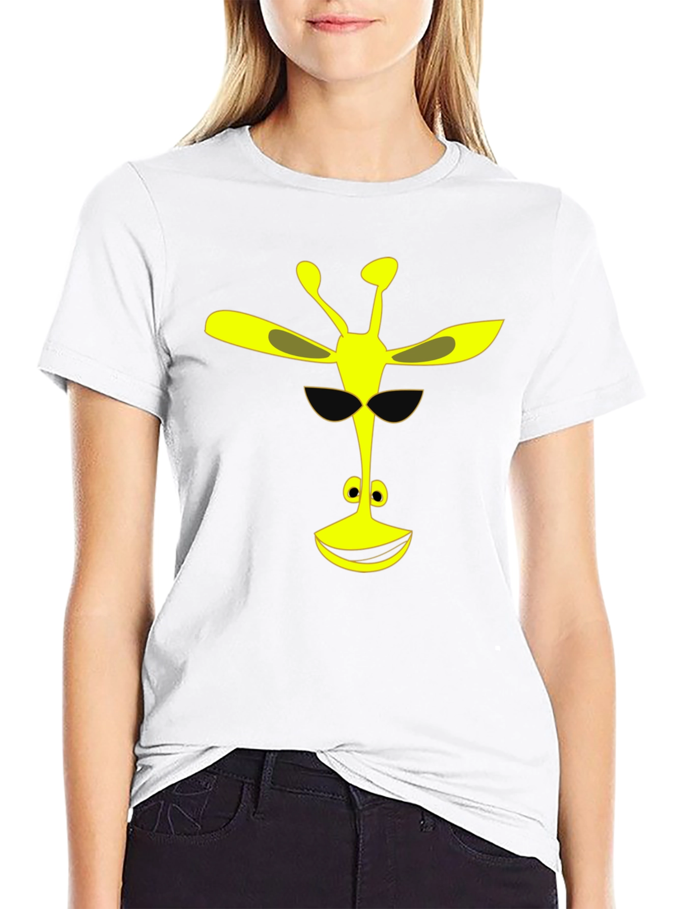 Cool Giraffe Graphic Tee - Black Cotton T-Shirt