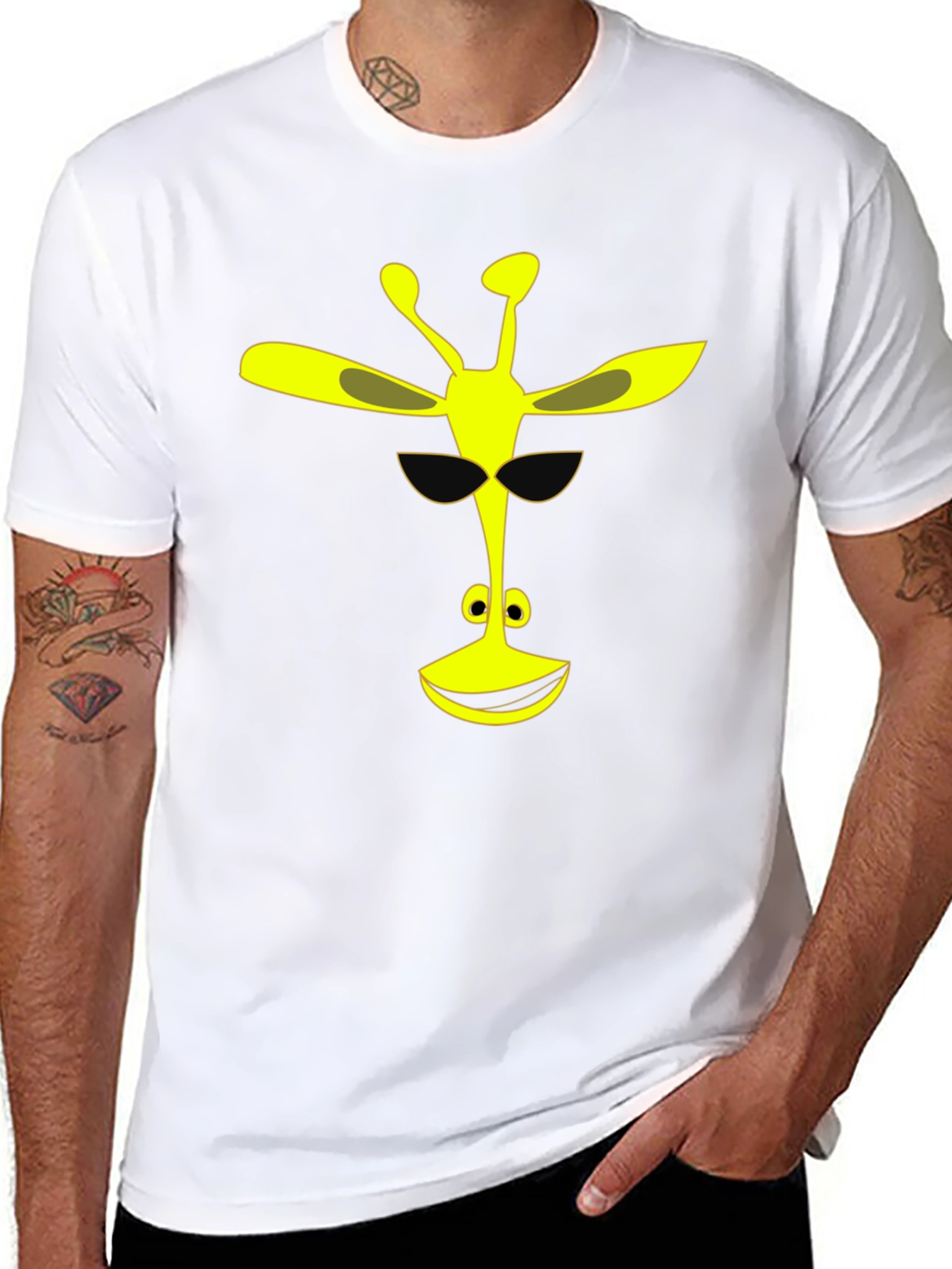 Cool Giraffe Graphic Tee - Black Cotton T-Shirt