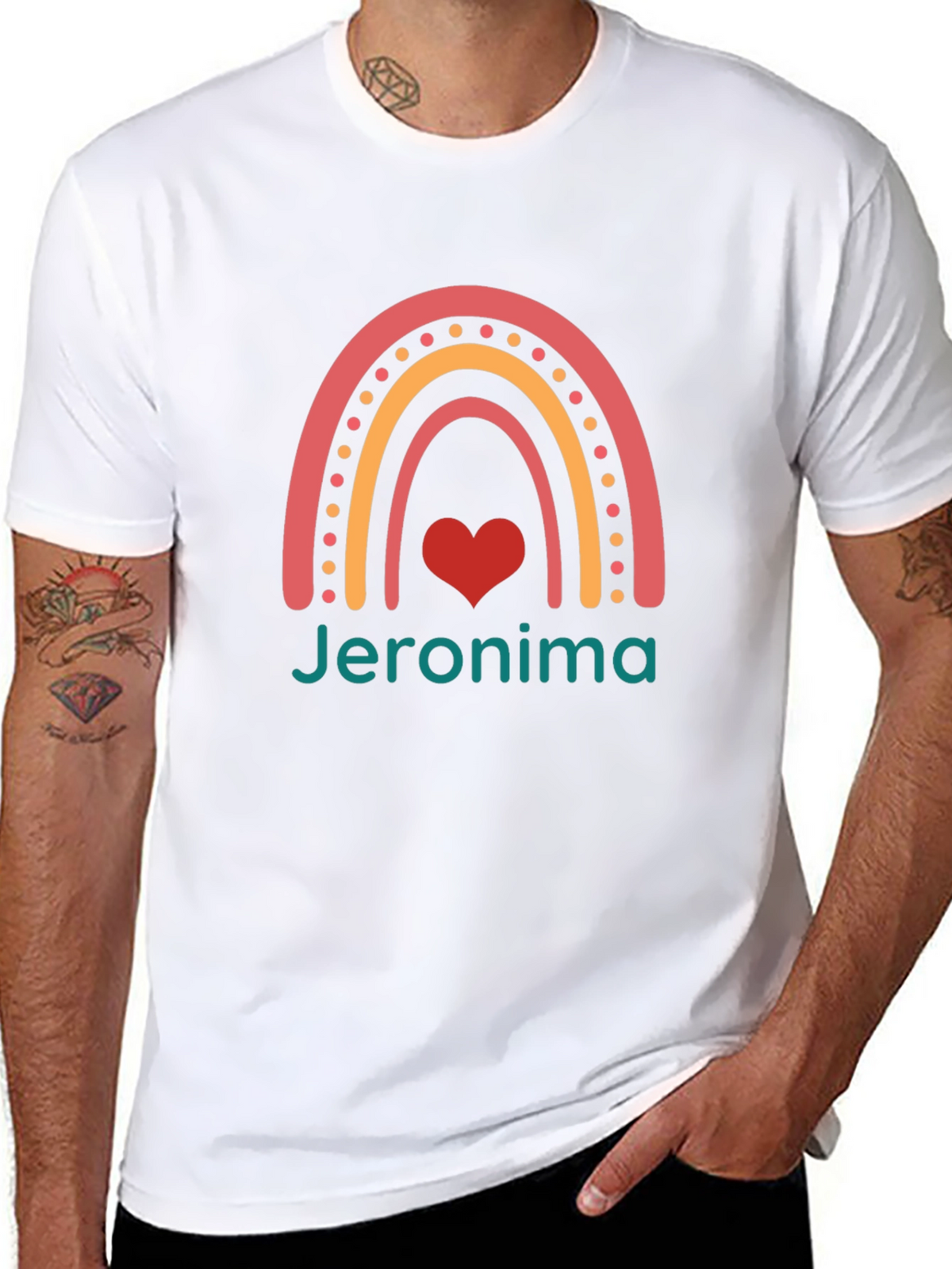 Jeronima Rainbow Heart T-Shirt - Personalized