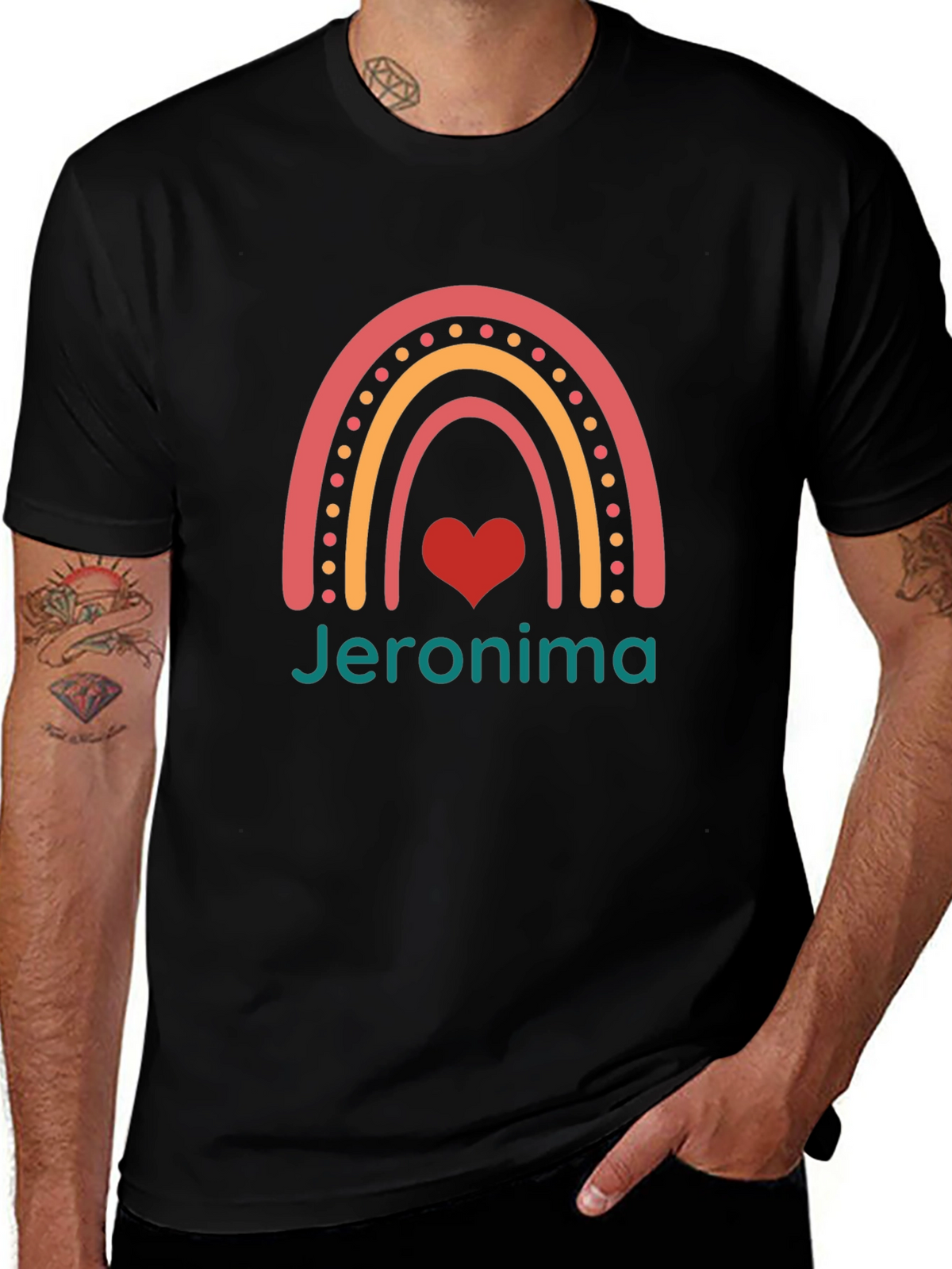 Jeronima Rainbow Heart T-Shirt - Personalized