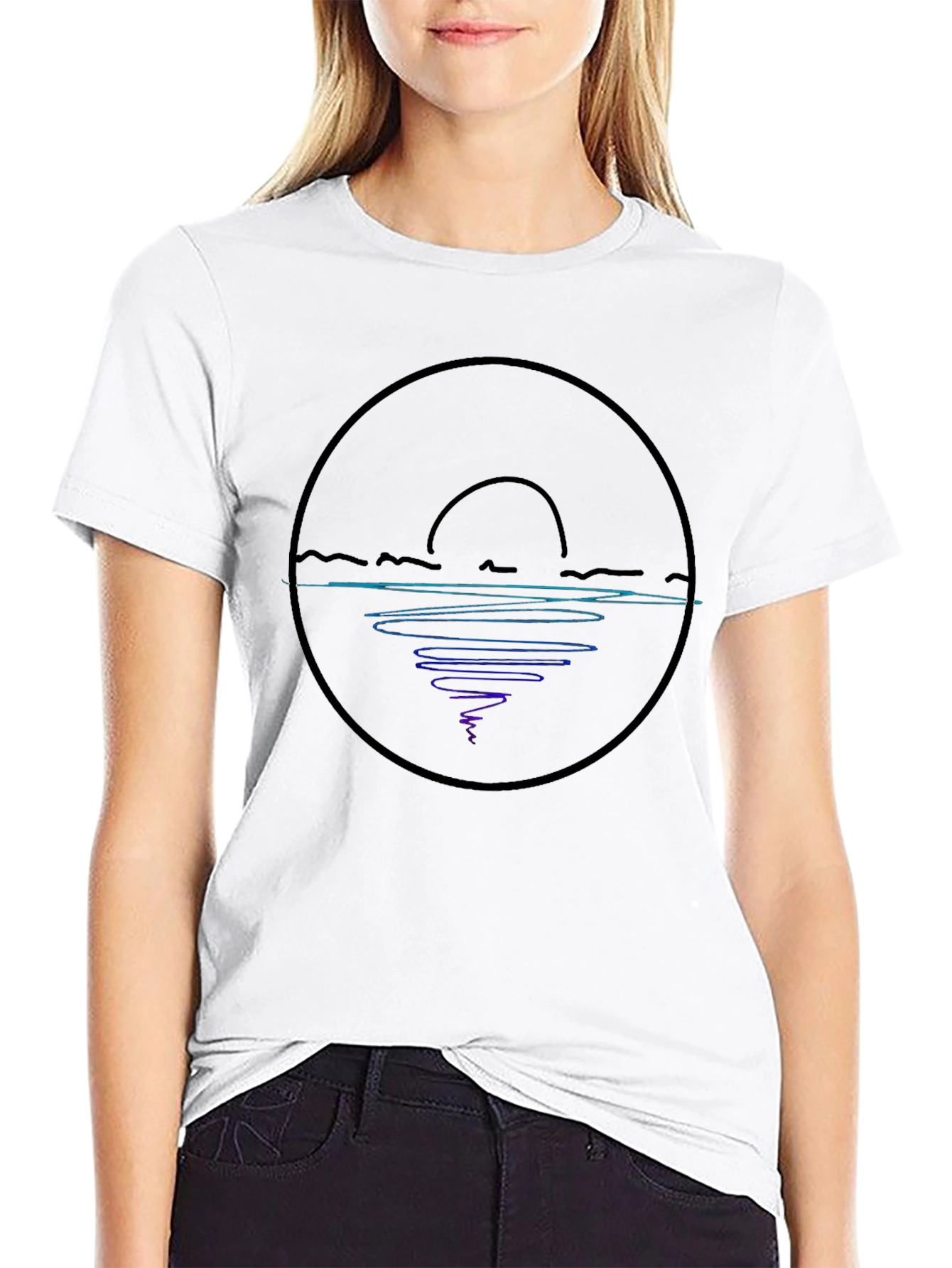 Abstract Sunset Graphic Tee - Black