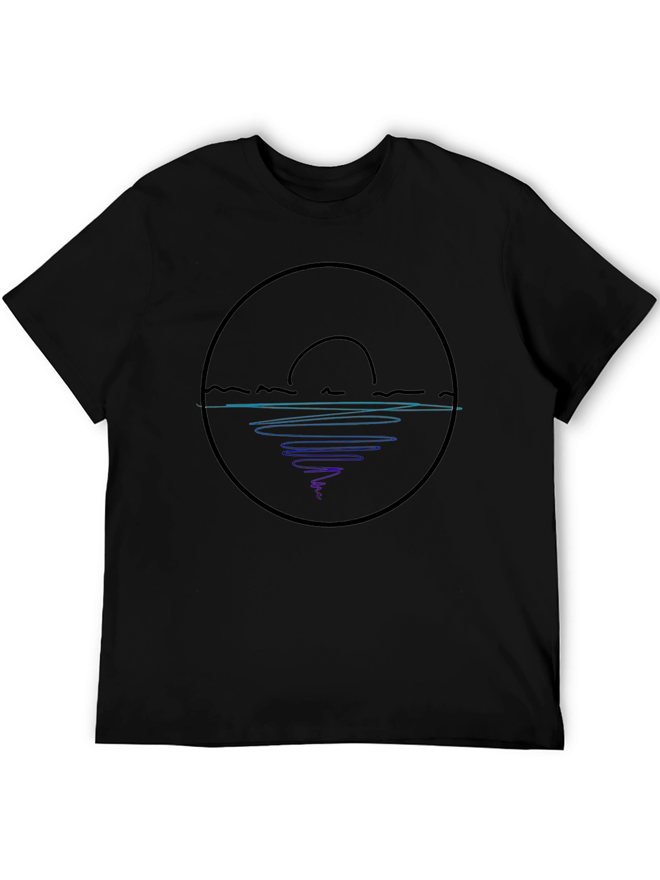 Abstract Sunset Graphic Tee - Black