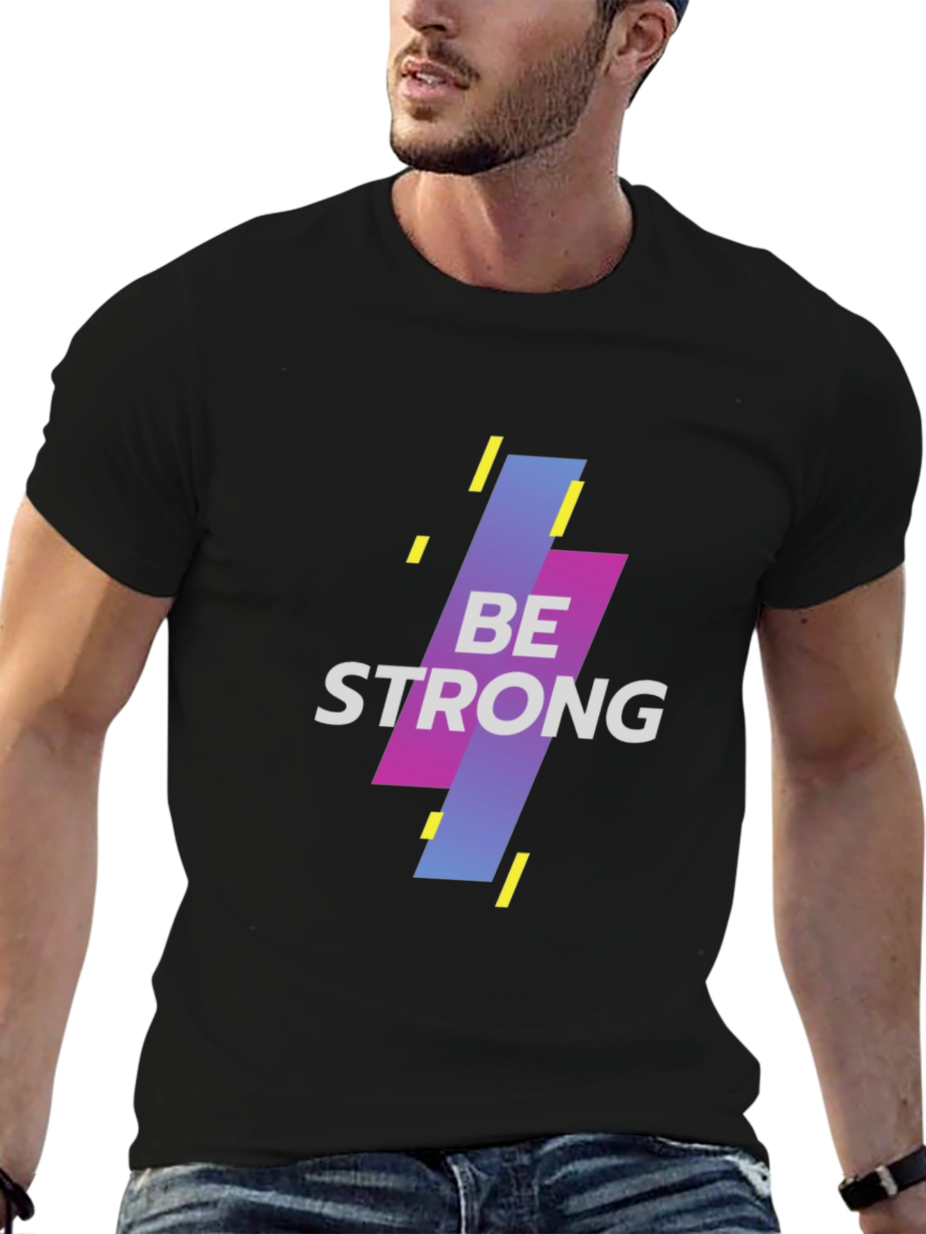 Be Strong Graphic Black T-Shirt
