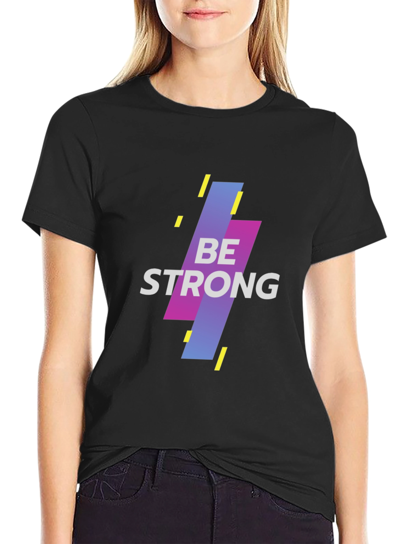 Be Strong Graphic Black T-Shirt