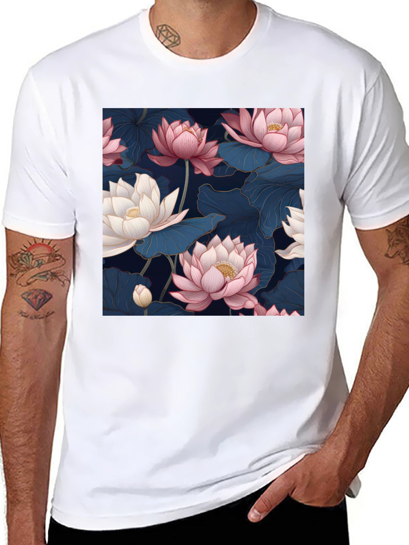 Elegant Lotus Blossom Graphic Tee