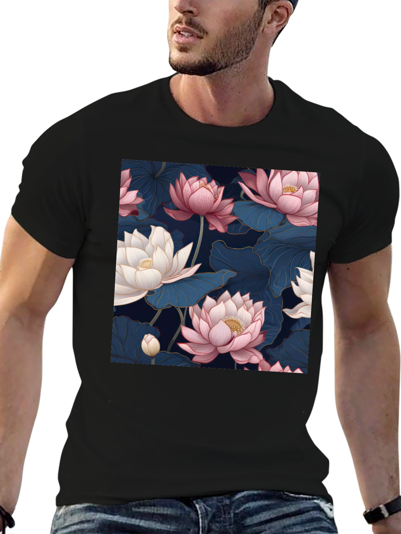 Elegant Lotus Blossom Graphic Tee