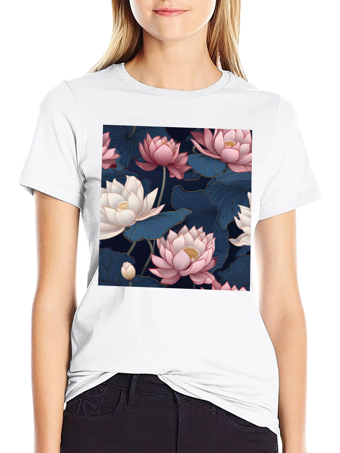 Elegant Lotus Blossom Graphic Tee