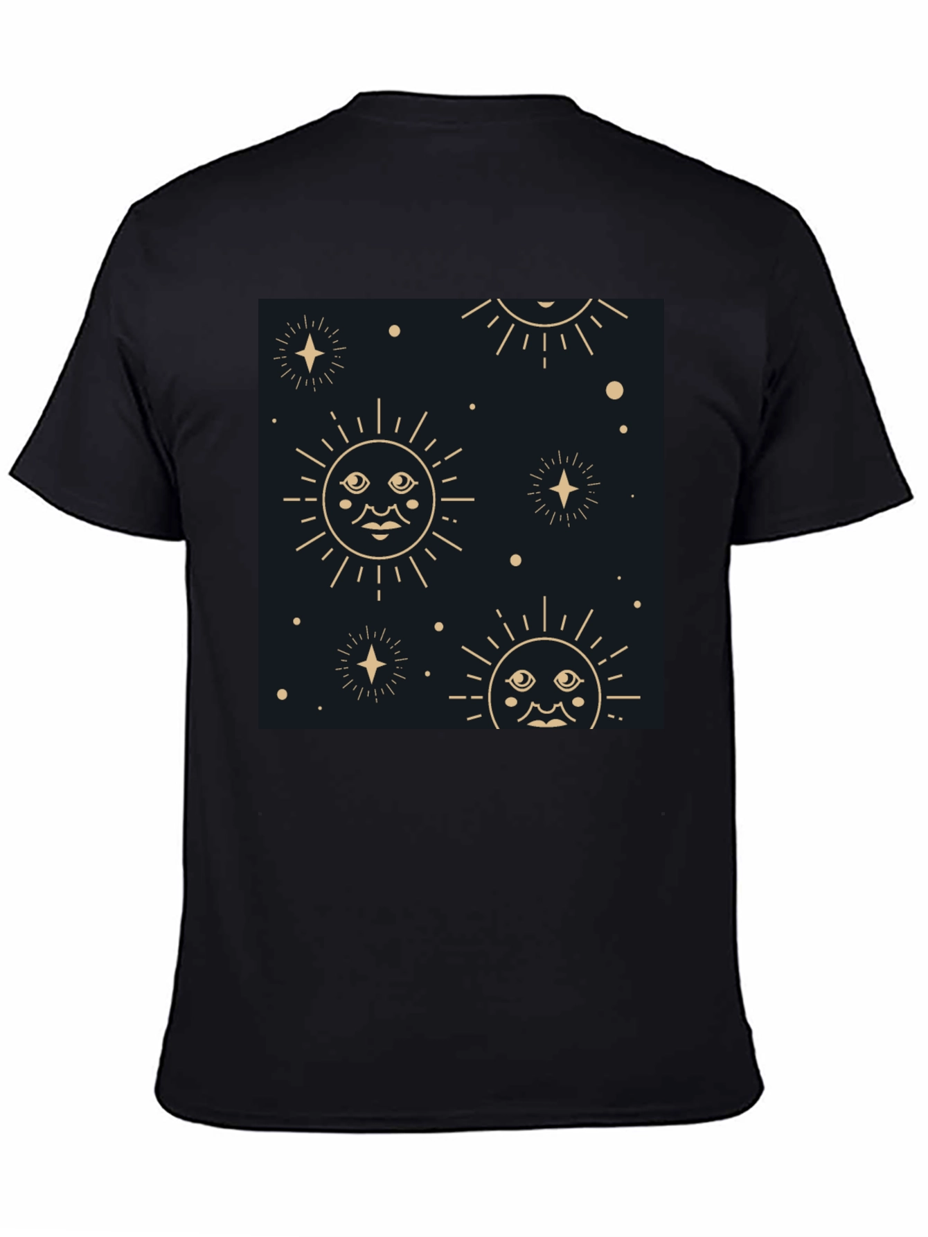 Celestial Sun & Star Graphic Black T-Shirt