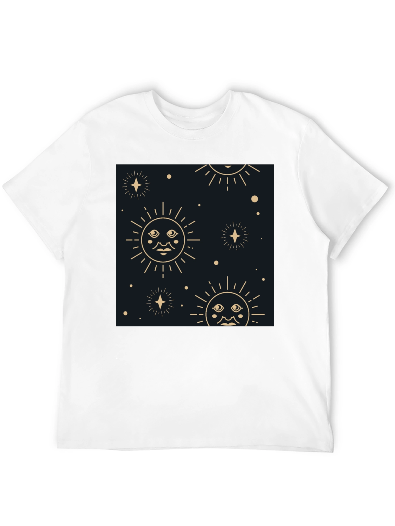 Celestial Sun & Star Graphic Black T-Shirt