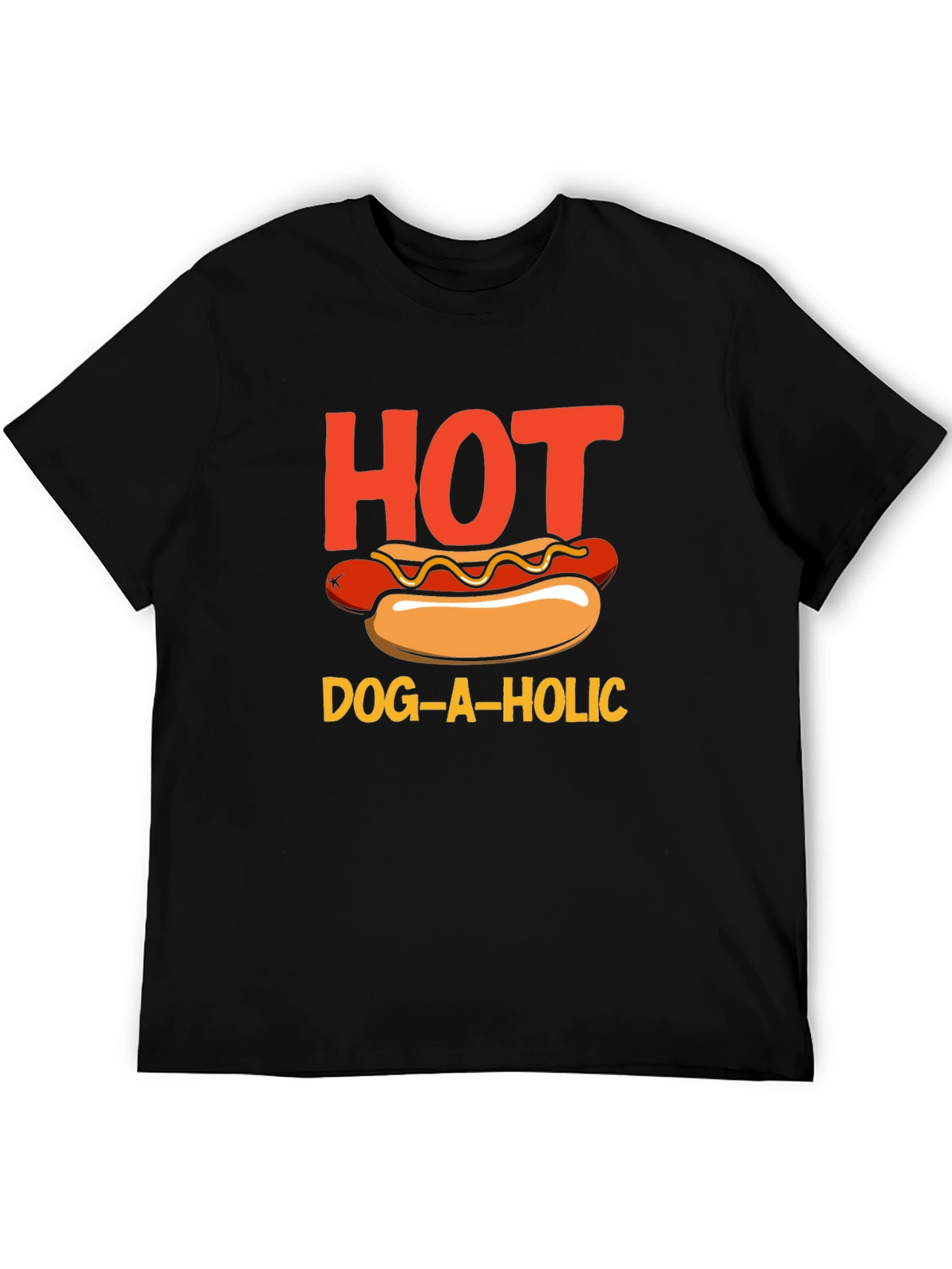 Hot Dog-a-holic Graphic T-Shirt - Black