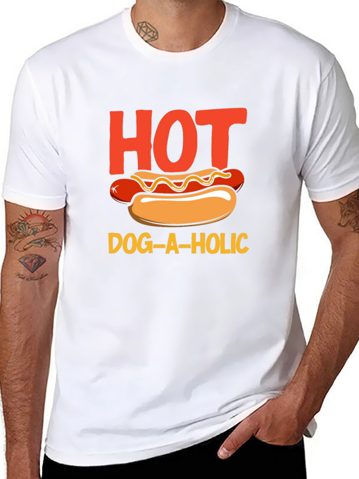 Hot Dog-a-holic Graphic T-Shirt - Black