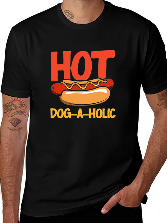 Hot Dog-a-holic Graphic T-Shirt - Black