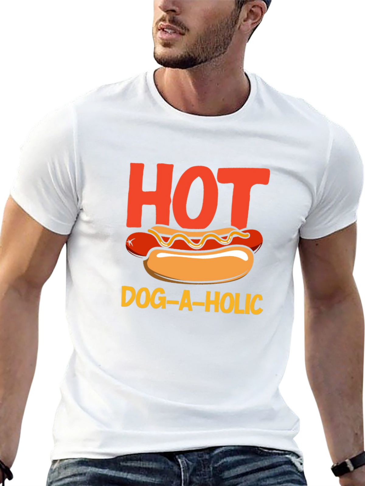 Hot Dog-a-holic Graphic T-Shirt - Black