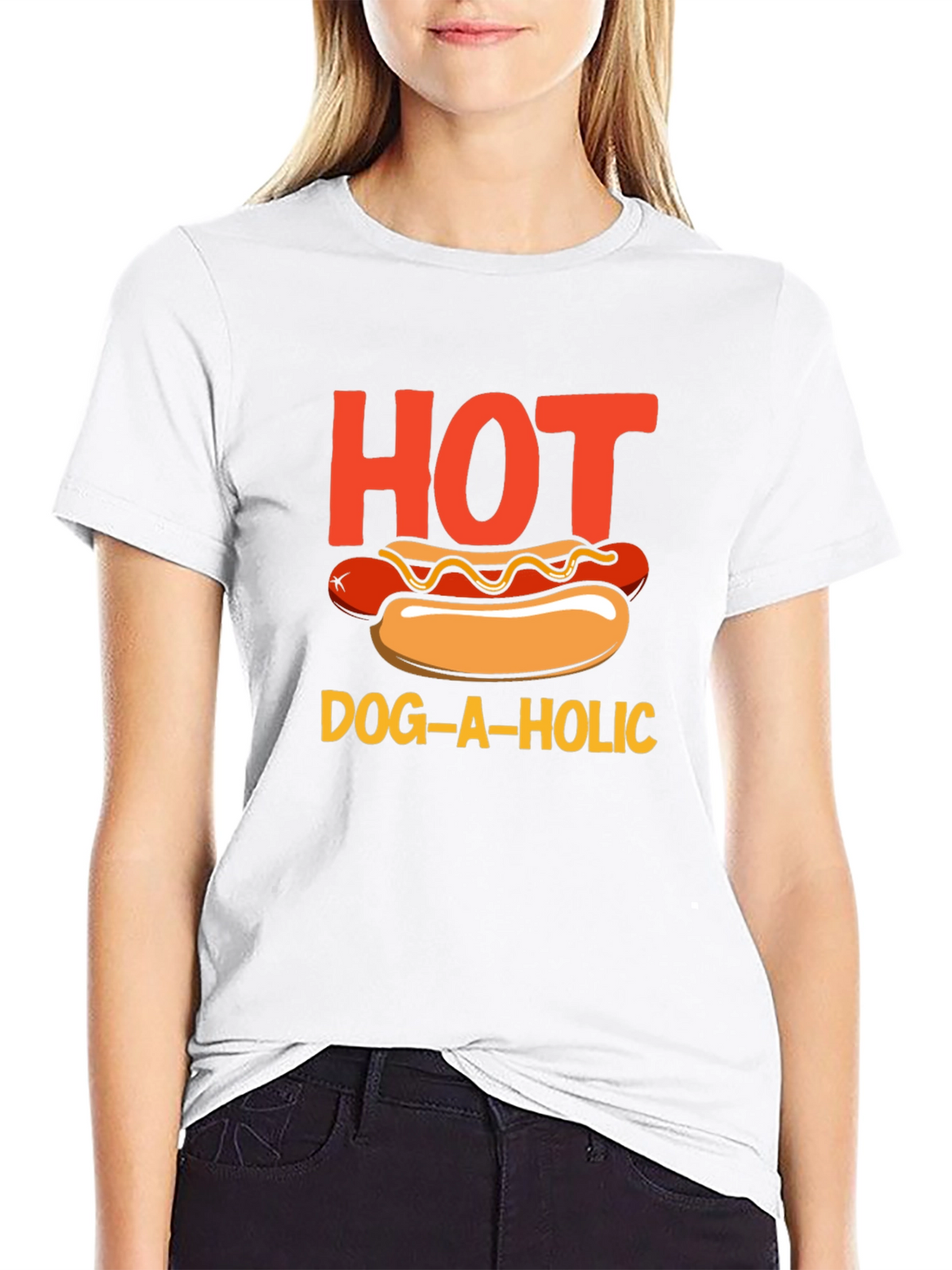 Hot Dog-a-holic Graphic T-Shirt - Black