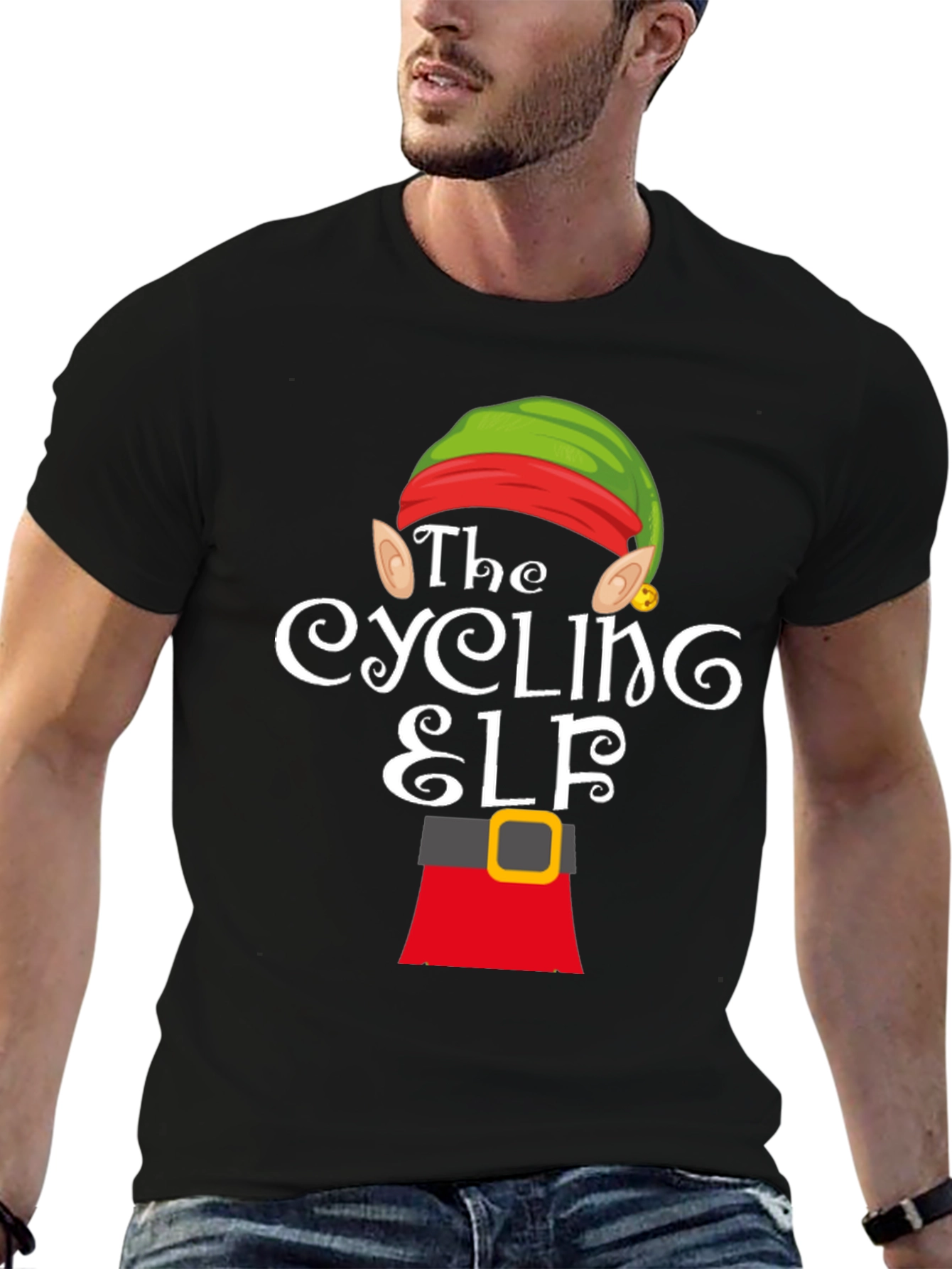 The Cycling Elf T-Shirt - Holiday Fun