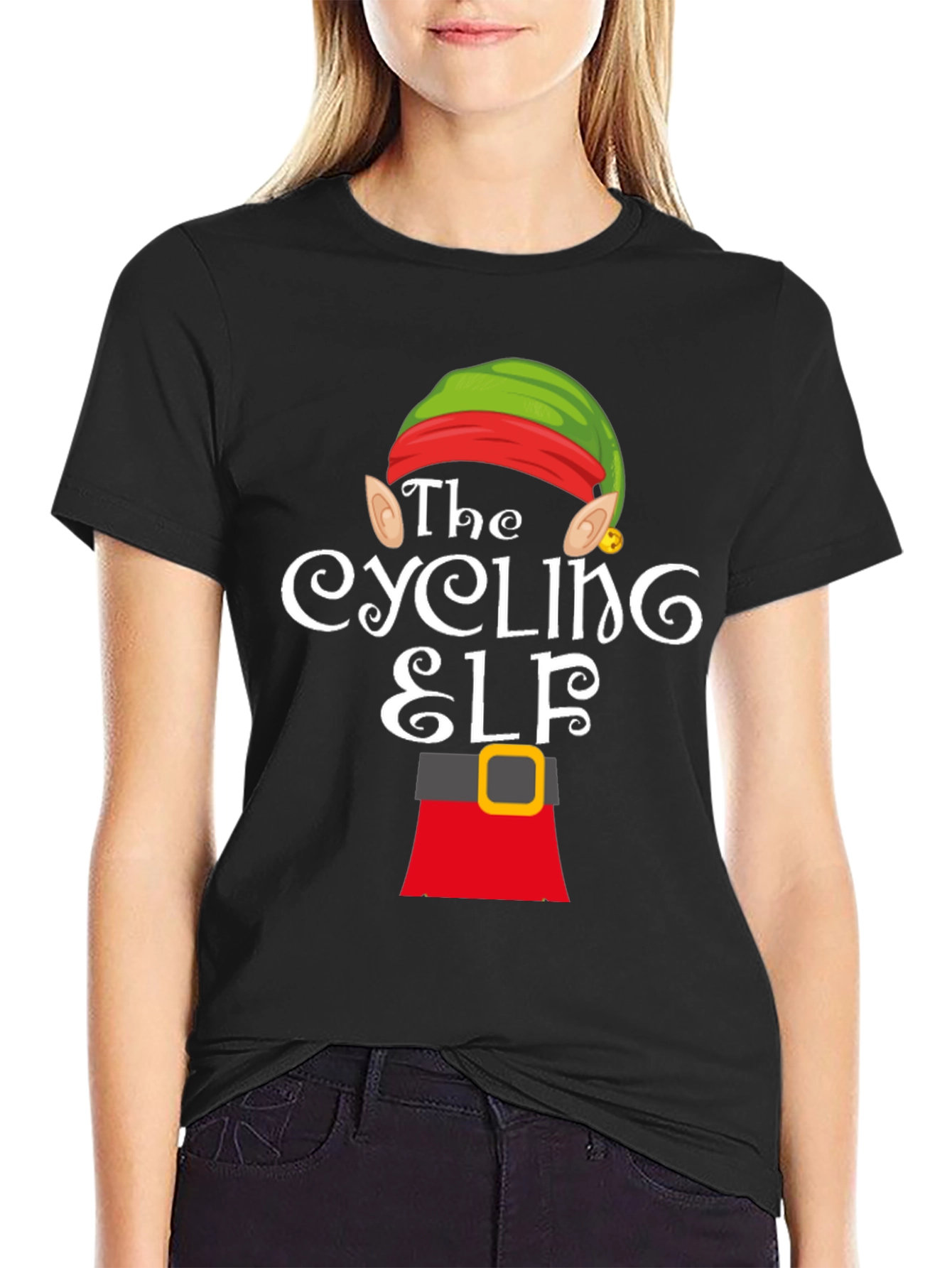 The Cycling Elf T-Shirt - Holiday Fun