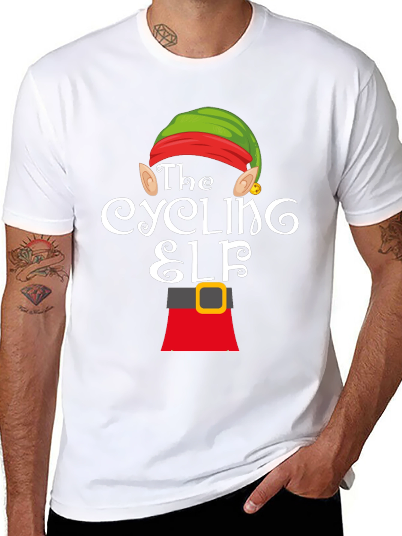 The Cycling Elf T-Shirt - Holiday Fun