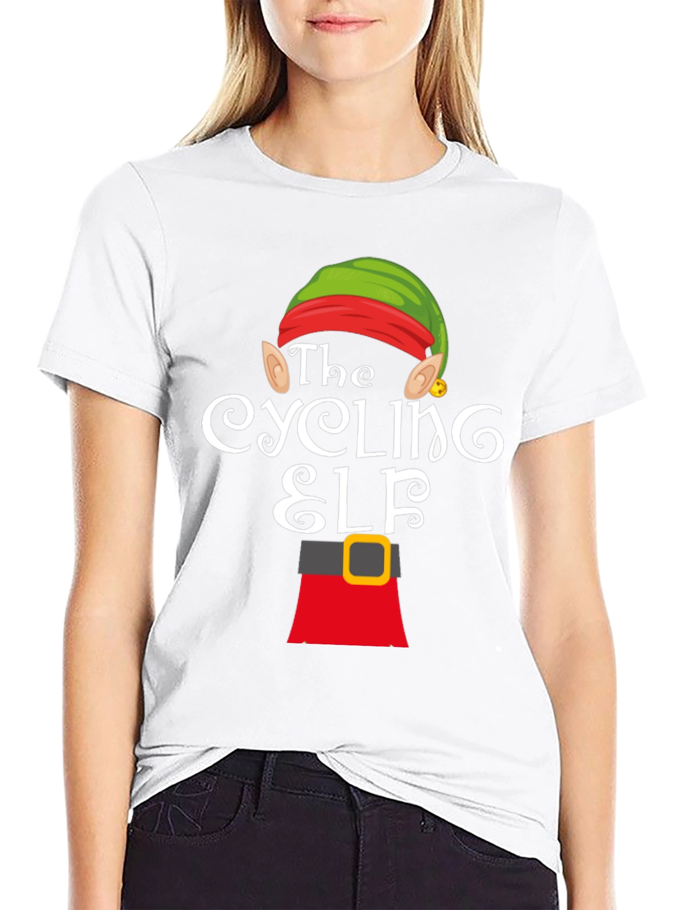 The Cycling Elf T-Shirt - Holiday Fun