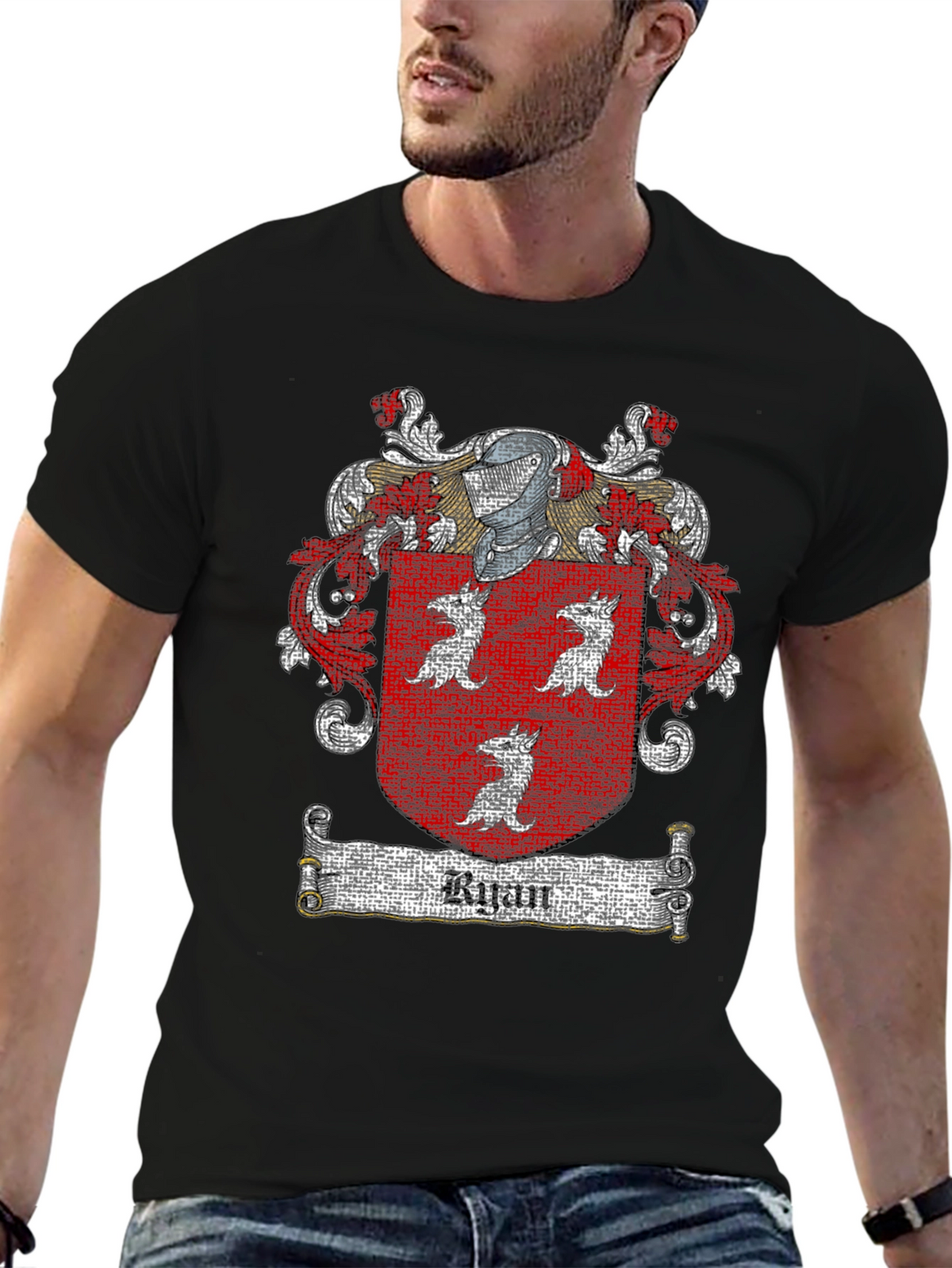 Ryan Family Crest Black T-Shirt