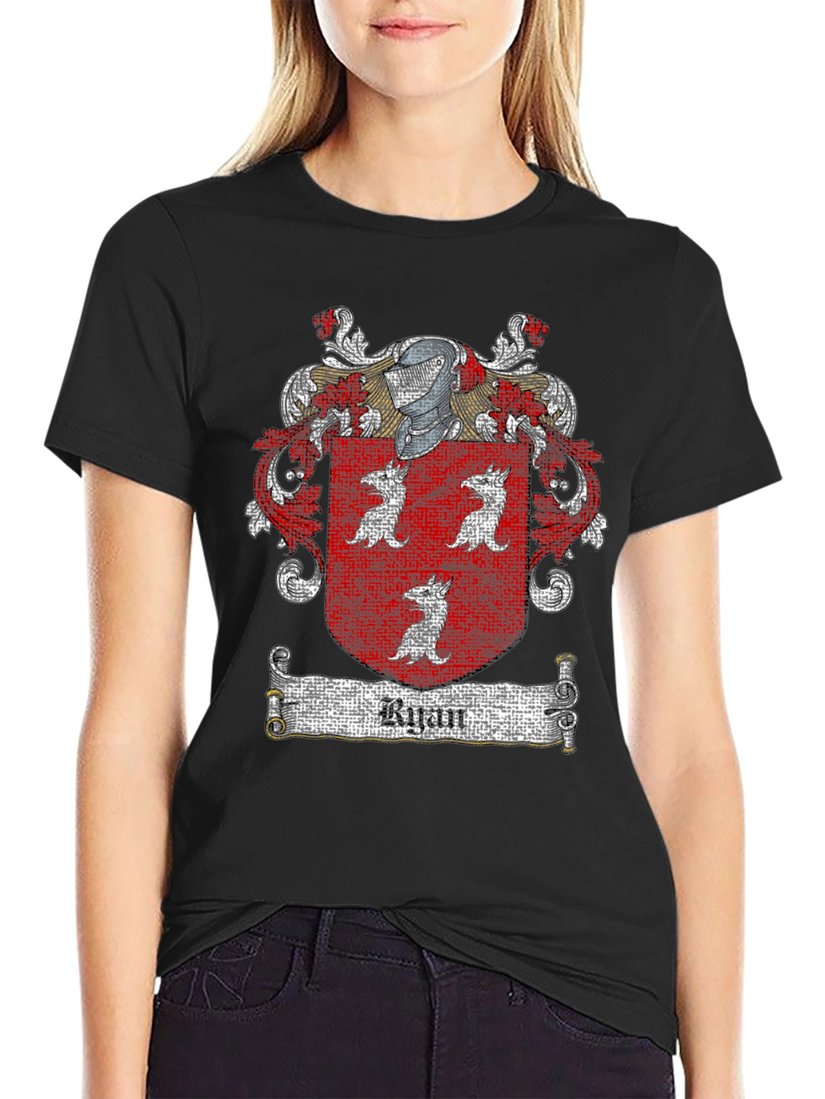 Ryan Family Crest Black T-Shirt