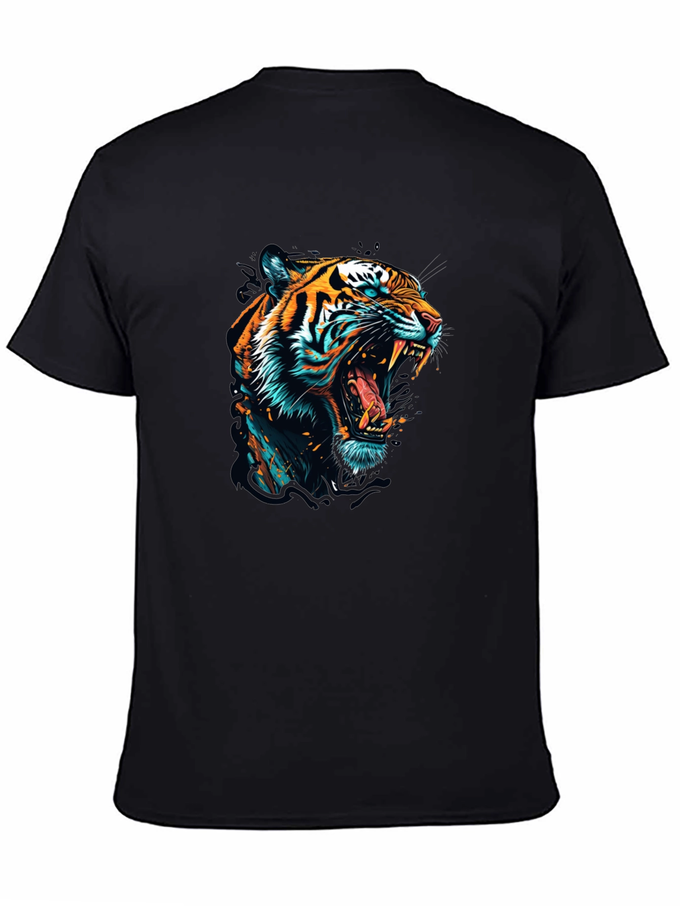 Roaring Tiger Graphic Print Black T-Shirt