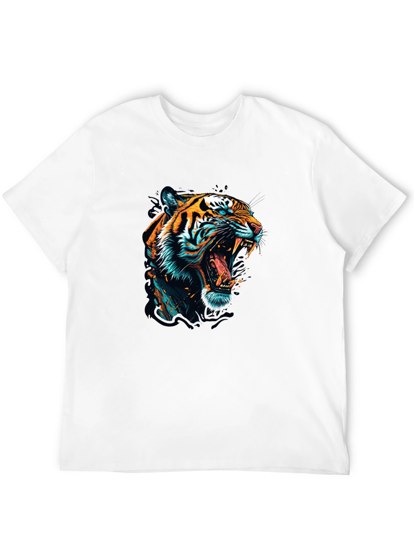 Roaring Tiger Graphic Print Black T-Shirt
