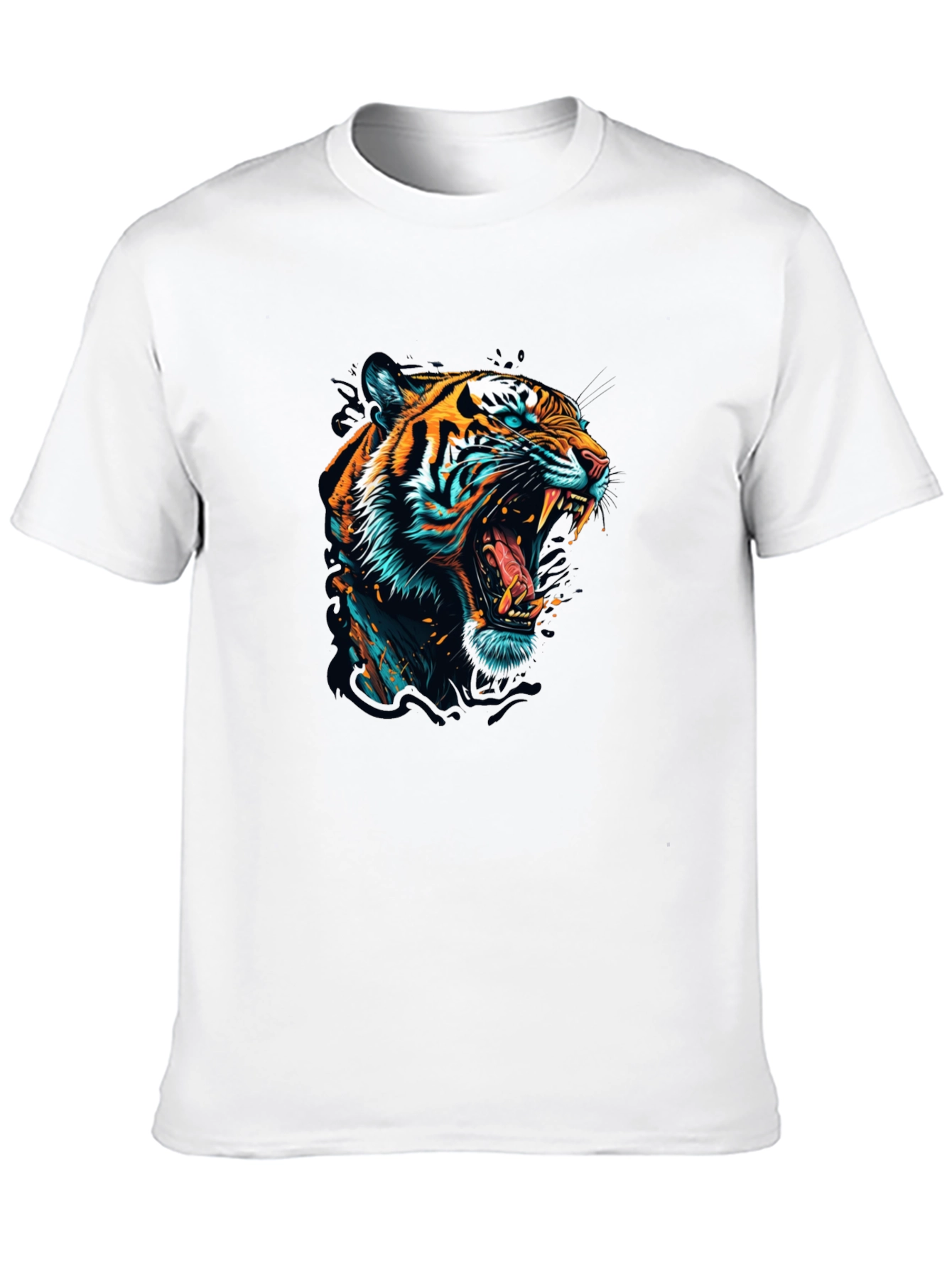 Roaring Tiger Graphic Print Black T-Shirt