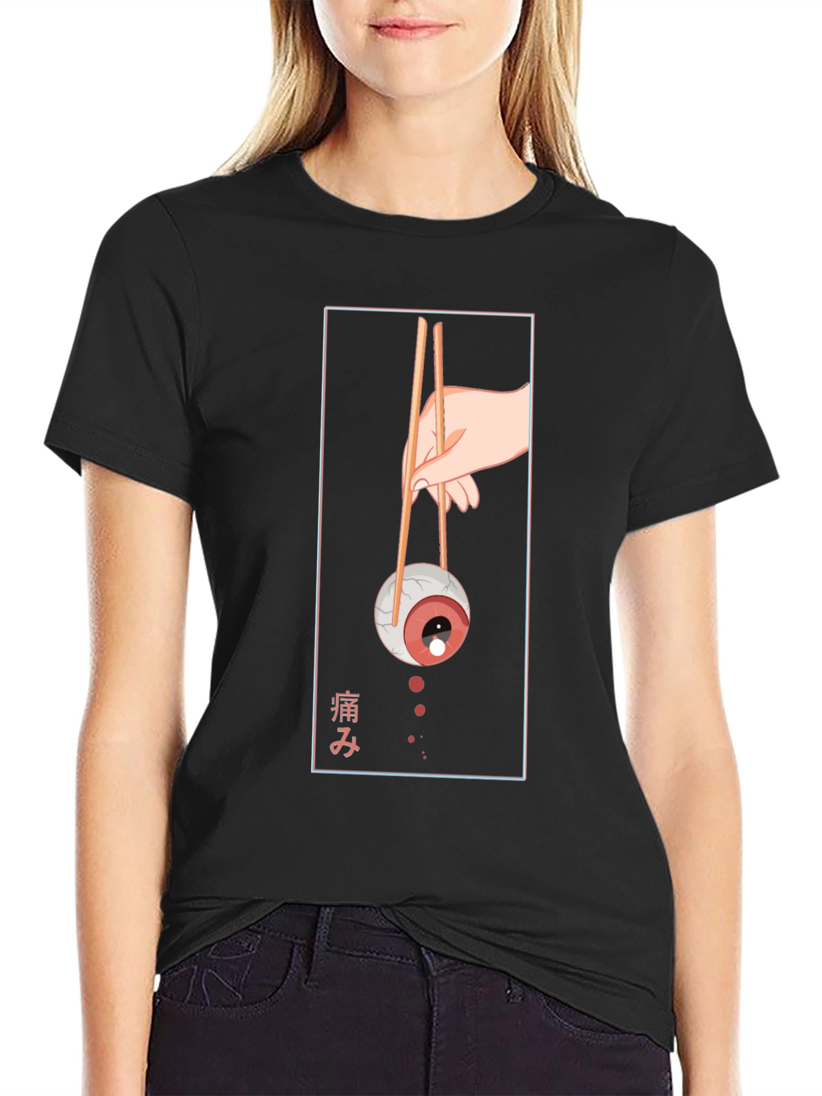 Graphic Print Crew Neck T-Shirt - Eye Sushi