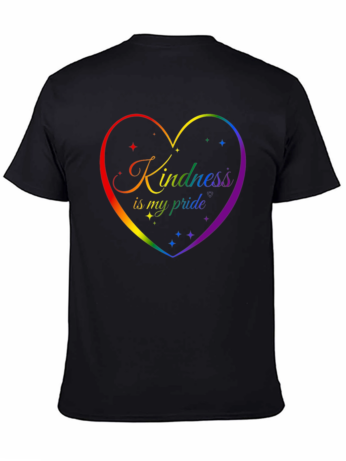 Kindness Pride Rainbow Heart Graphic Tee - Black