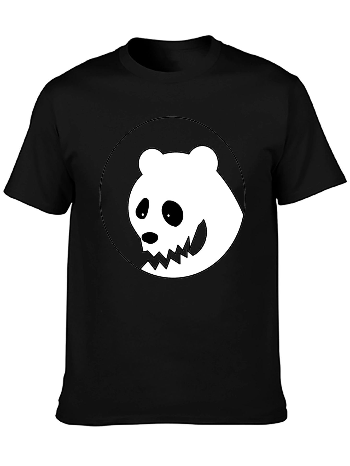 Spooky Panda Graphic Tee - Black Cotton T-Shirt