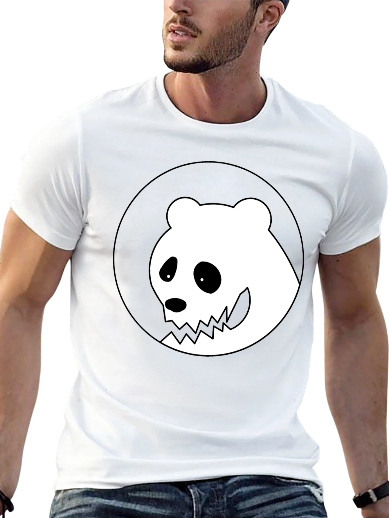 Spooky Panda Graphic Tee - Black Cotton T-Shirt