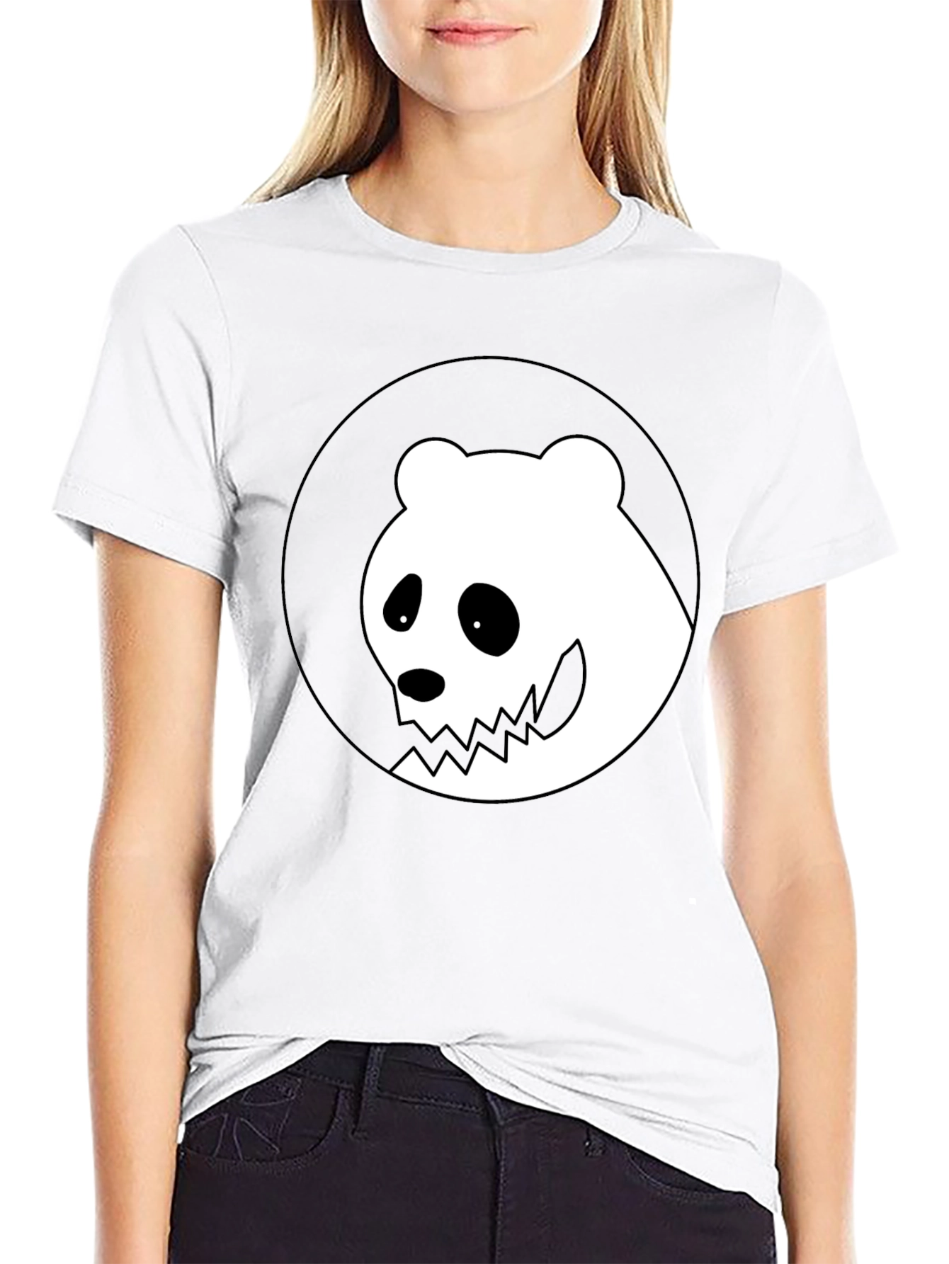 Spooky Panda Graphic Tee - Black Cotton T-Shirt