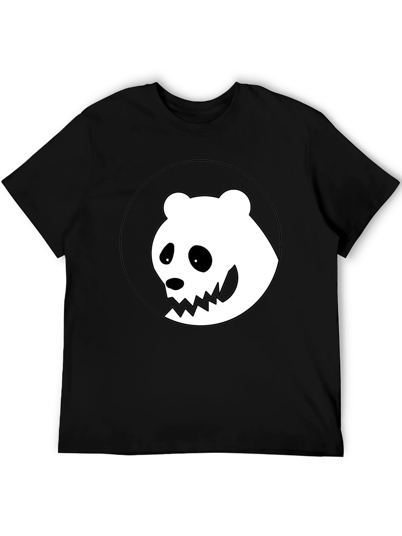 Spooky Panda Graphic Tee - Black Cotton T-Shirt
