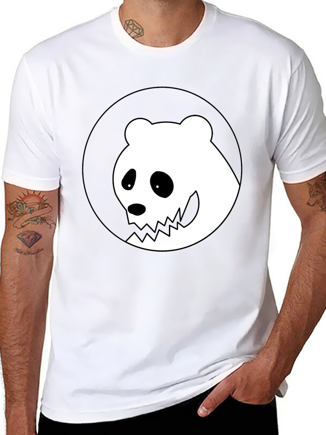 Spooky Panda Graphic Tee - Black Cotton T-Shirt