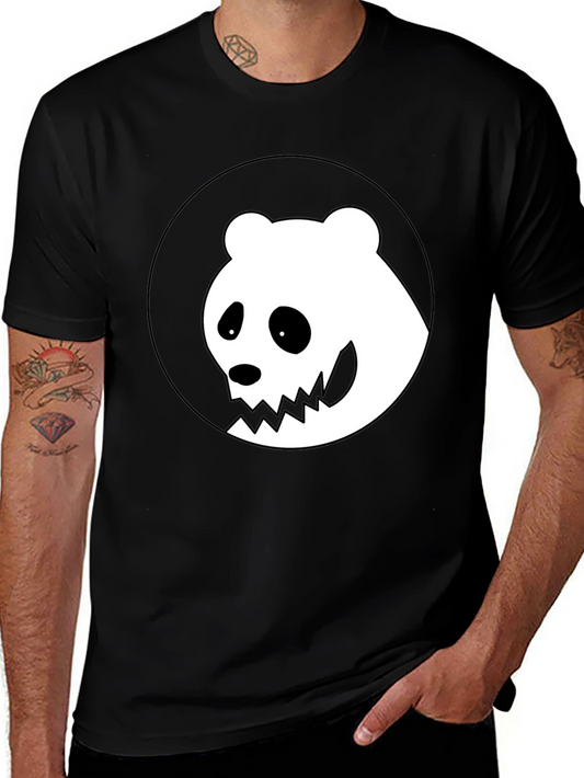 Spooky Panda Graphic Tee - Black Cotton T-Shirt