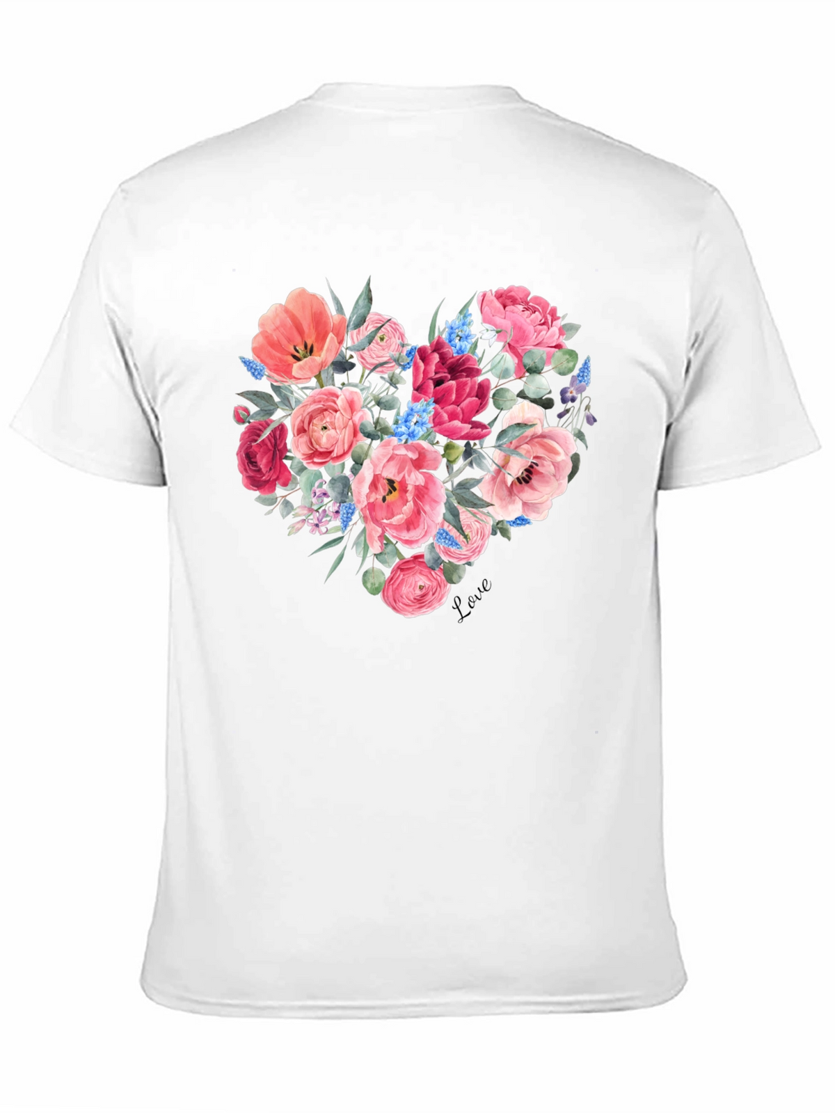 Floral Heart Graphic Black T-Shirt