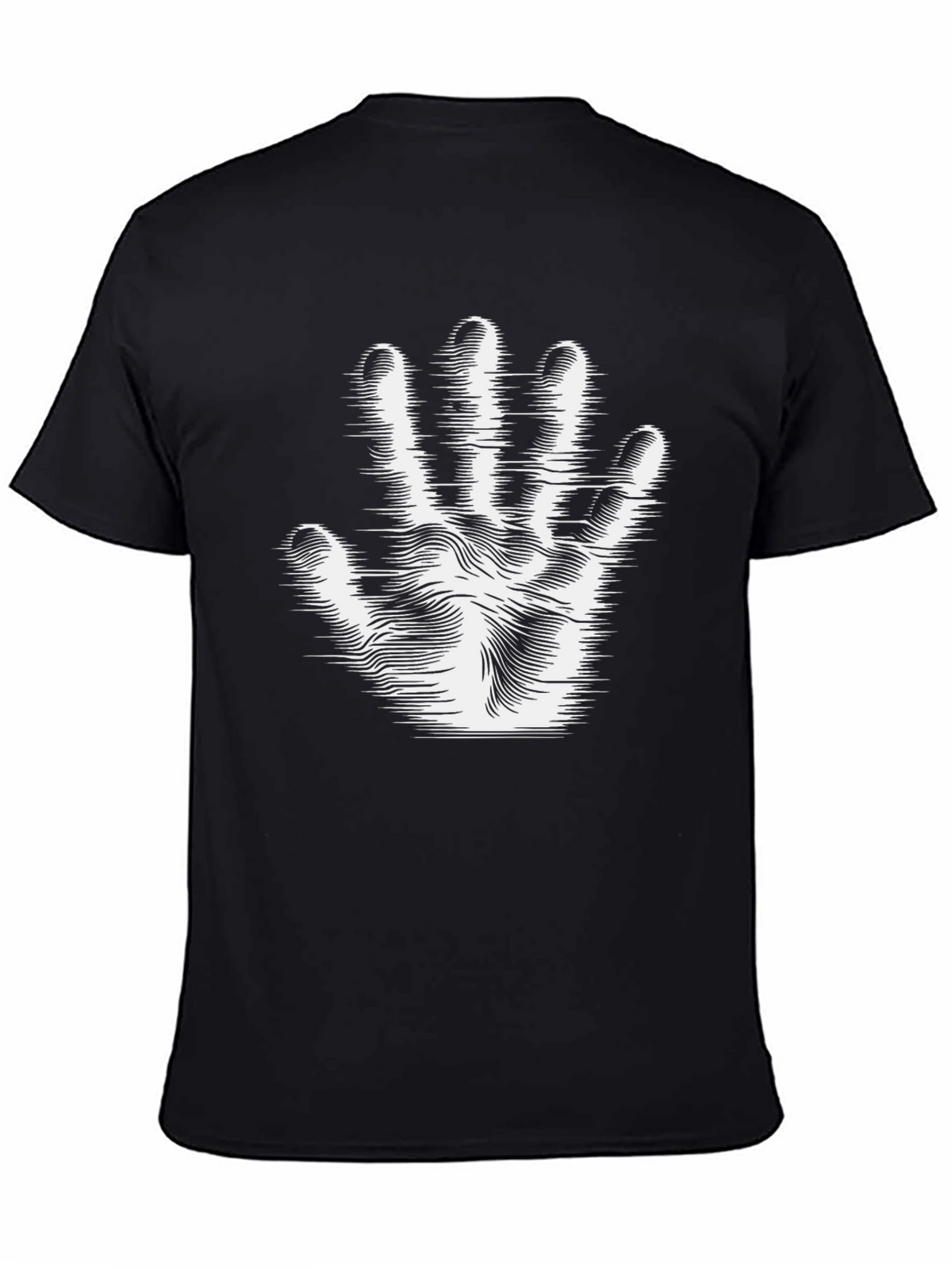 Optical Illusion Hand Print Black T-Shirt