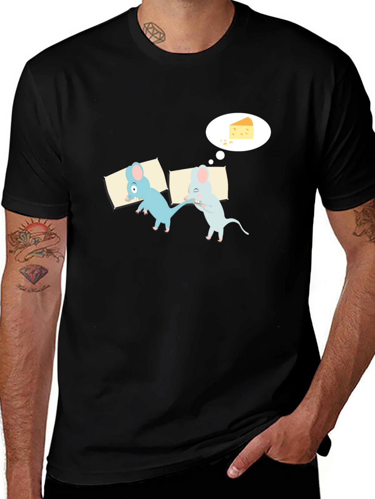 Funny Sleeping Mice Cheese Dream Graphic Tee