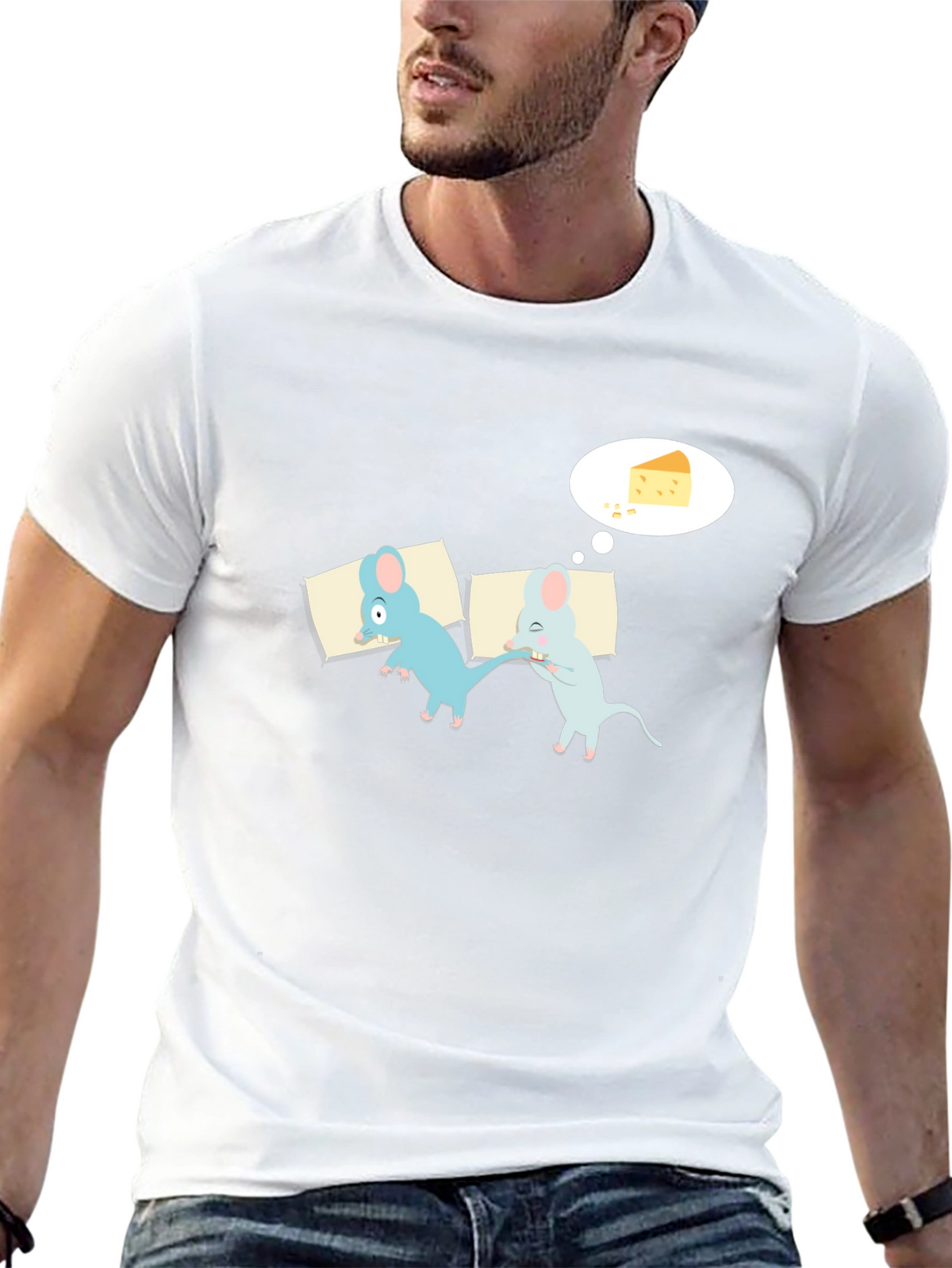 Funny Sleeping Mice Cheese Dream Graphic Tee