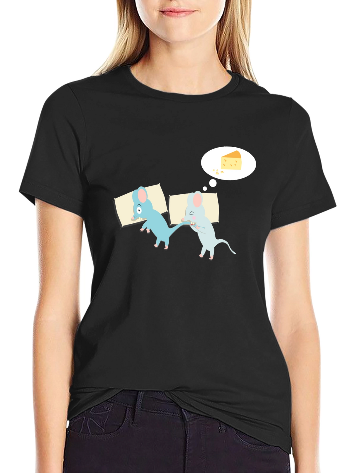 Funny Sleeping Mice Cheese Dream Graphic Tee