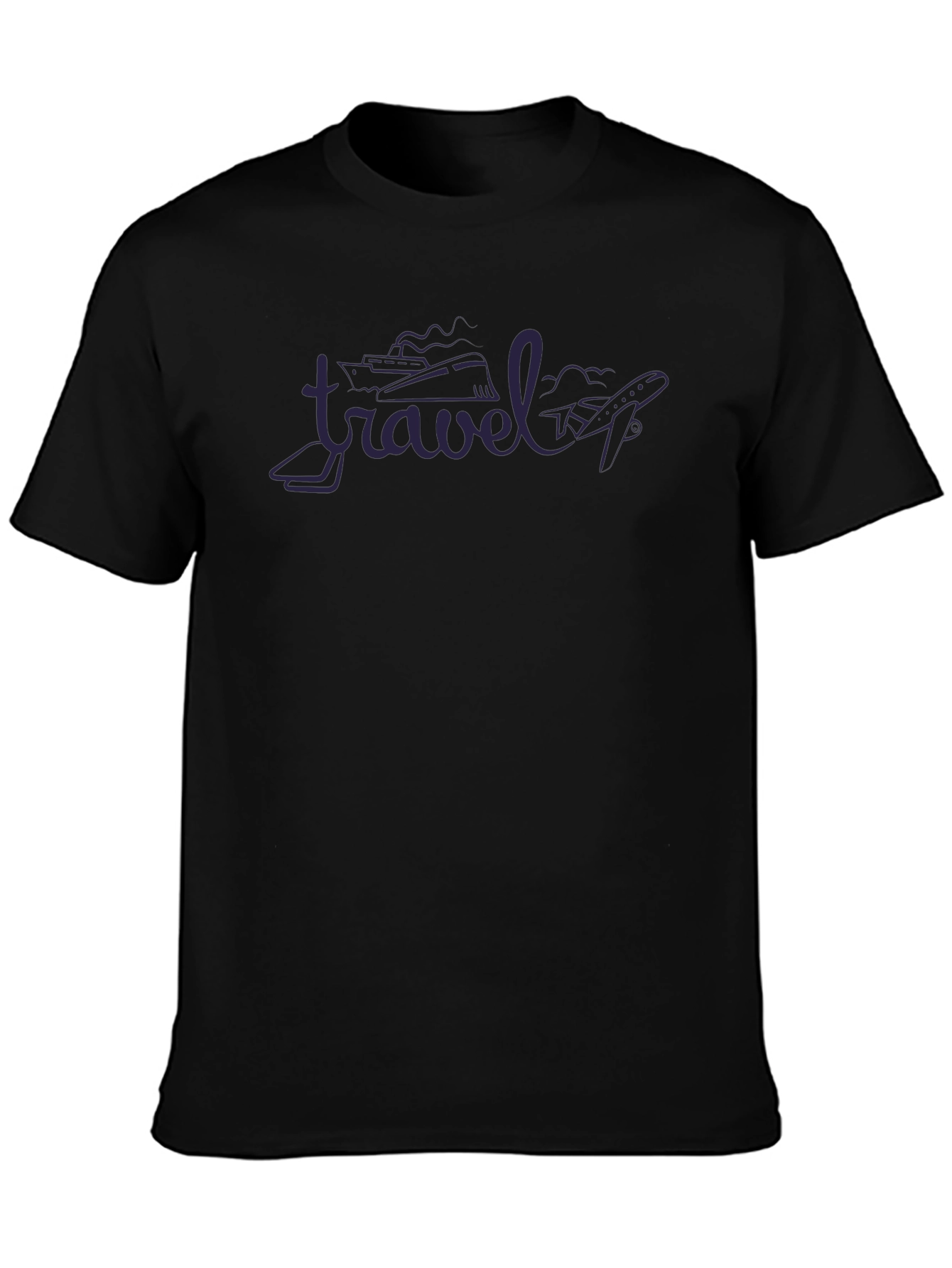 Travel Design Black Crew Neck T-Shirt