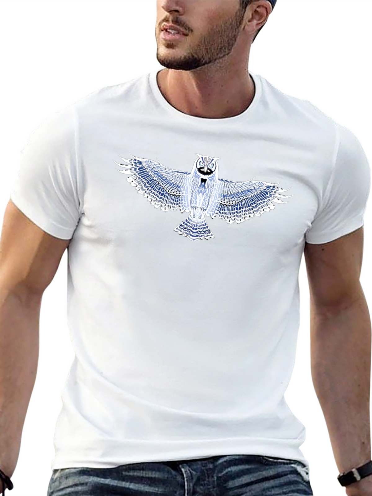 Owl Graphic T-Shirt - Black Cotton Blend