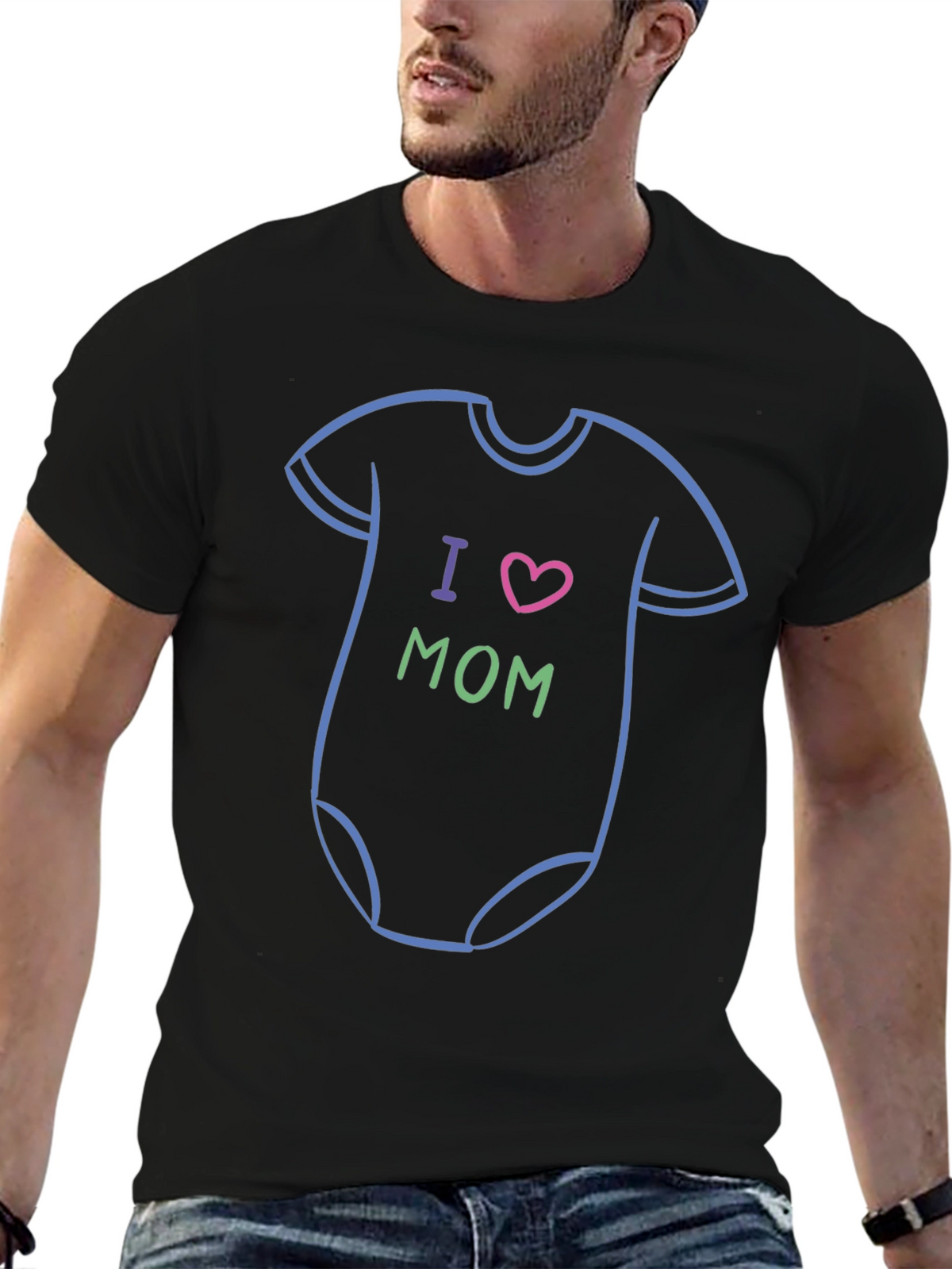 I Heart Mom Baby Onesie T-Shirt - Black