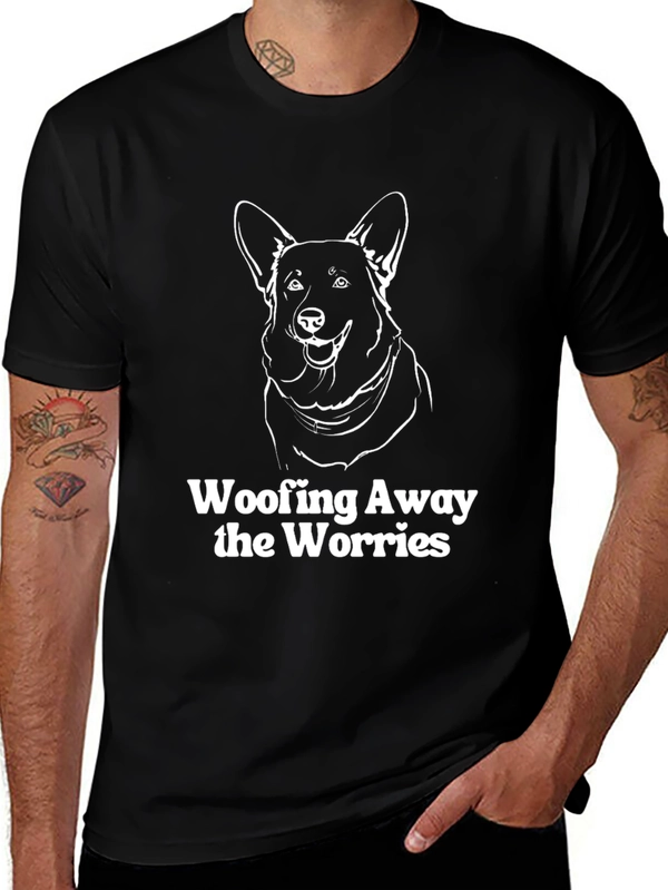 Woofing Away Worries Dog Graphic Tee