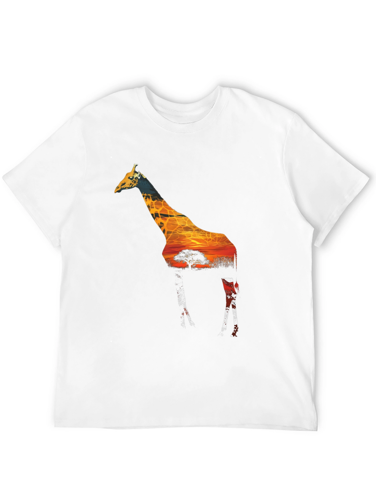 Giraffe Sunset Graphic T-Shirt - Mens Black Tee
